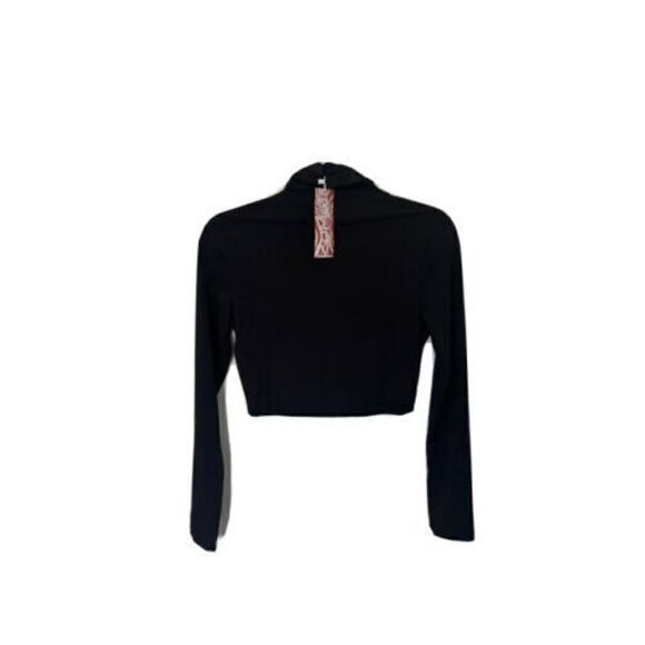Romwe Women’s Cowl Neck Black Crop Top Size L NWT - Picture 3 of 5